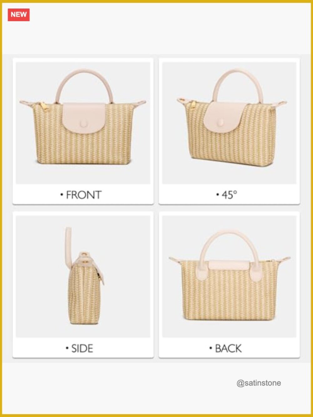 Mini Straw Crossbody Bag with Top Handle - Summer Beach Purse - Picture 6 of 7